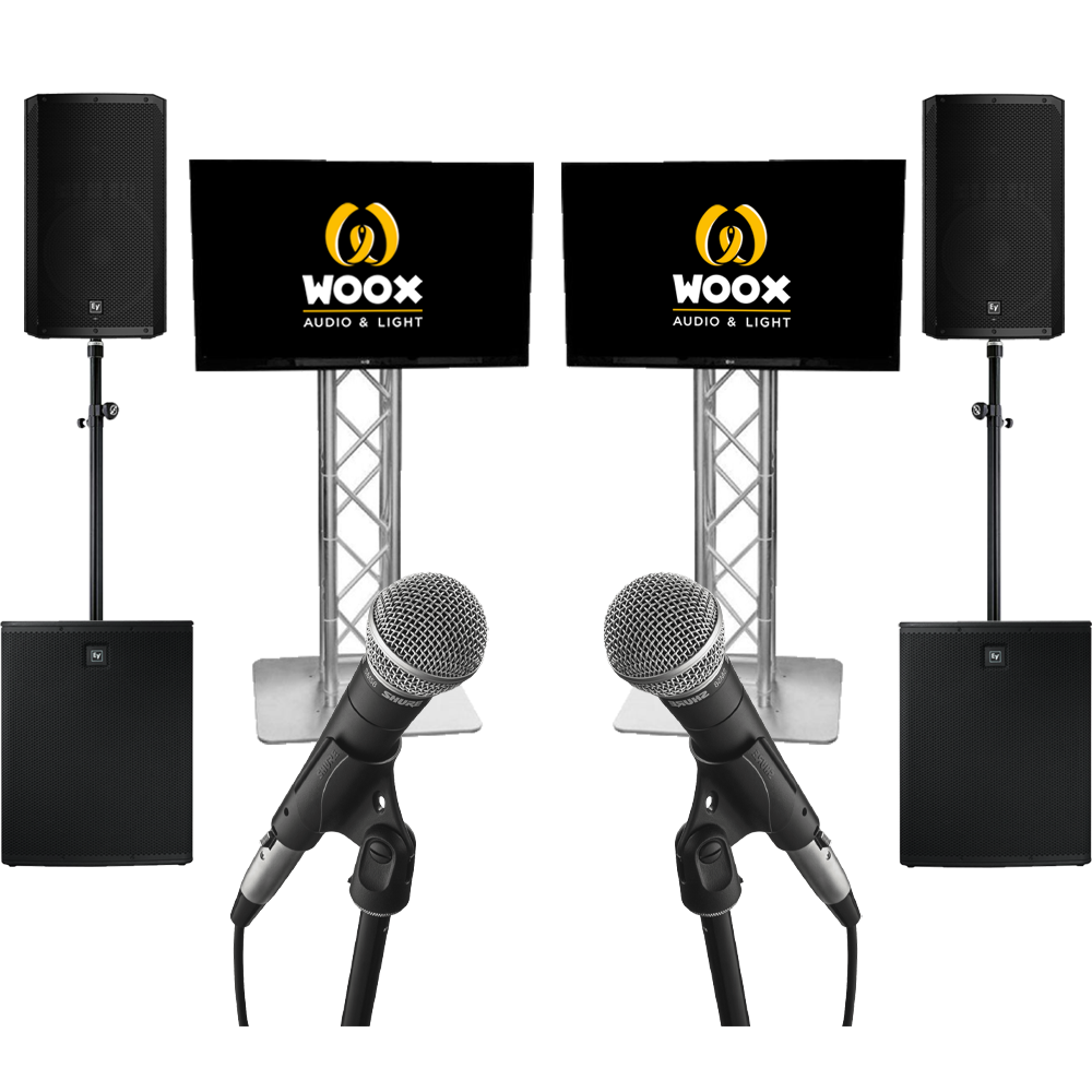 Efficiënt kaas Nieuwheid Grote karaoke set met 2 TV schermen - Woox Audio & Light