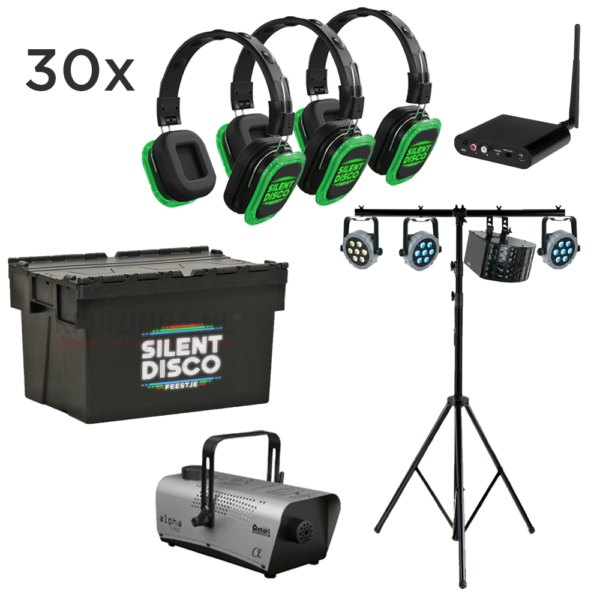 silent disco met lichtset 30 personen